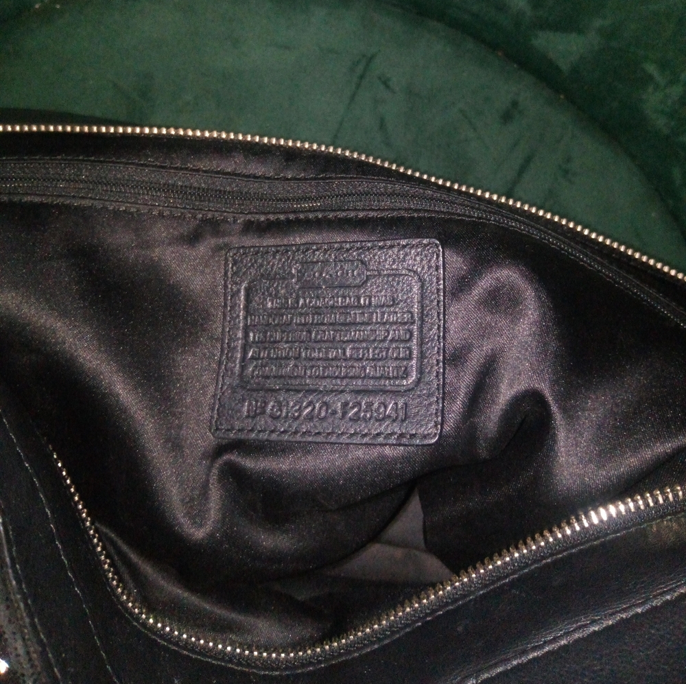 Coach Taylor Leather North South Tote with Sequin-Style Accents in Black #F25941 - Picture 9 of 16